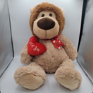Adorable Tan Stuffed Bear with Red Heart